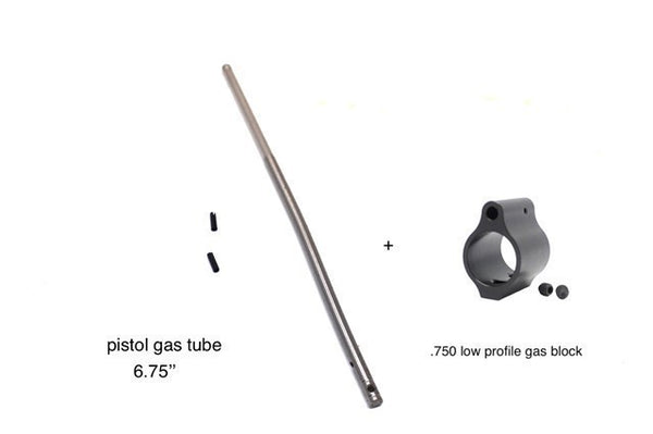 AR15 Pistol Length Gas Tube Stainless + Gas Block